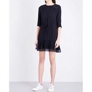 MAJE Ronsard Crepe Mini Dress In Nuit size 1